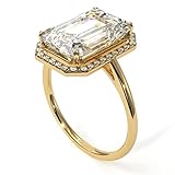Jewelryonclick Bague plaquée Or 18 carats Taille émeraude Halo Bijoux en Diamant Zircon ...