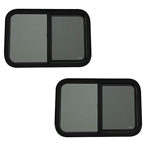 RecPro RV Window | 30' W x 20' H | Teardrop Style Horizontal Slide | 1 1/2 Wall Thickness | RV Window Replacement (2 Windows, with Trim Kit) | Made in USA