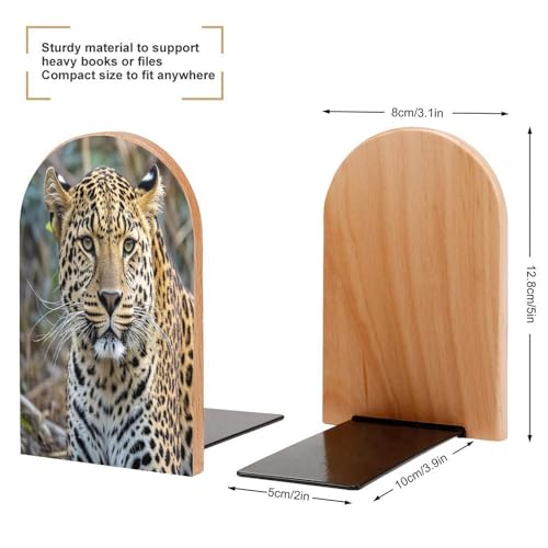Sujetalibros de leopardo de madera resistente y soporte decorativo de lujo 3
