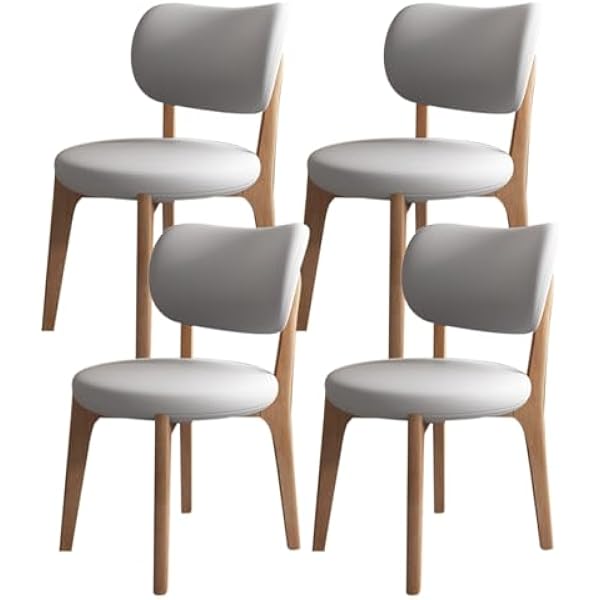 Nowoczesne drewniane krzesła do jadalni, zestaw 2/4/6 sztuk, stylowa skóra PU, tapicerowane okrągłymi poduszkami, do kuchni, jadalni, salonu, sypialni, gabinetu (wykończenie jasnego orzecha włoskiego)
