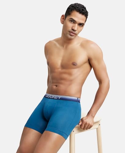 Image of Jockey ZN03 Men's Super Combed Cotton Elastane Stretch Solid Boxer Brief with Ultrasoft Waistband