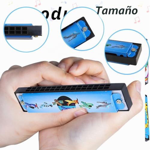 Miniatura 3 de Armónica De 16 Agujeros Para Niños - Instrumento Musical En C Mayor Con Diseño De Dibujos Animados - 16 Piezas Para Principiantes