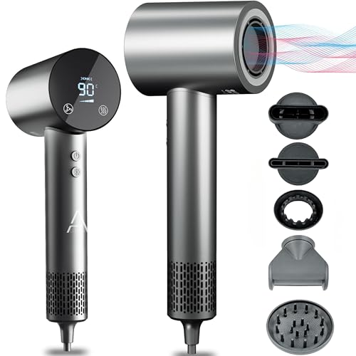 Secador de Pelo IONIC Profesional, Pantalla Táctil, Motor Brushless, 1600W, 6 Accesorios Magnéticos