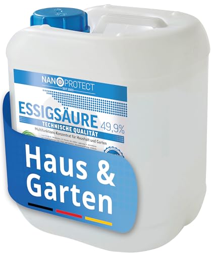 Nanoprotect Essigsäure 49,9% Klimaneutral - 5 kg | Nachhaltig und CO2 neutral | Ideal als Reiniger und Entkalker | Für Haus und Garten