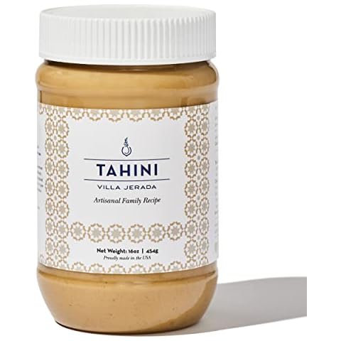 Villa Jerada, Premium Tahini 16 oz - Small-Batch Roasted Stone-Ground USA Sesame Seeds, Creamy Texture, Perfect to make Hummus (TAHINI - 1 JAR) Cover