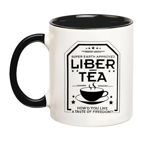 Flosunwer Freedom Liber-Tea Mug, Morning Cup Of Liber-Tea, Taste Democracy, Gamers Mug, 11 Oz Novelty Coffee Mug, Black