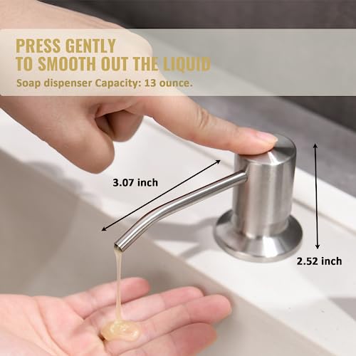 3 Hole Kitchen Faucet, Single Handle Stainless Steel Kitchen Faucet With Pull Down Sprayer, 2 Hole Widespread Kitchen Sink Faucet With Soap Dispenser, Brushed Nickel Kmf025L #TOP5