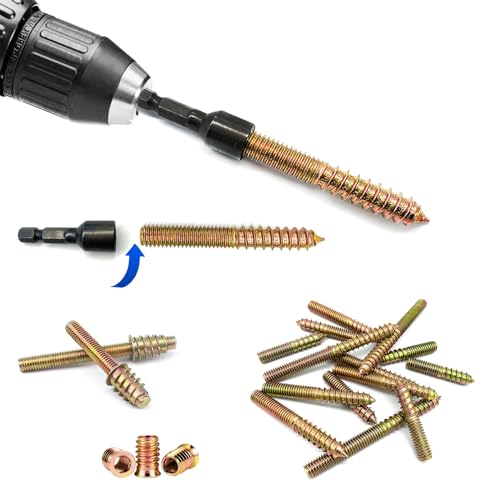 Image of 1 /4 inch-20 Hanger Bolt Driver Double Headed Wood Screws Fully All Threaded Rod Threaded Insert Hexagon Head Drill Driver Bits