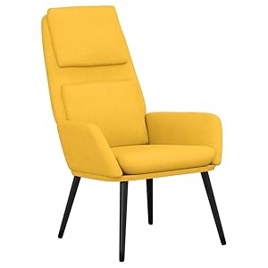 vidaXL Sillón de Relax Asiento Silla Butaca Estudio Escritorio Oficina Salón Sala de Estar Mueble Mobiliario Decoración de Tela Amarillo Mostaza