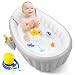 PandaEar Baby Badewanne aufblasbar (98x64x28cm) - Faltbare Reisebadewanne für Babys 0-36 Monate, Rutschfest & Ergonomisch, inkl. Fußpumpe & Seitentasche, BPA-frei, Modernes Grau