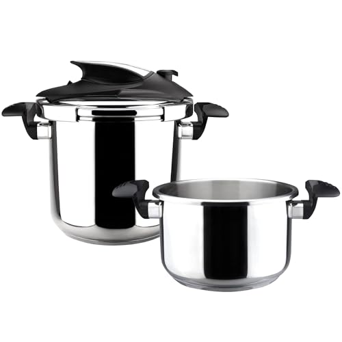 Magefesa Nova Stovetop Pressure Cooker Set – 4.2 Qt & 6.3 Qt, Fast Cooking, Easy Locking, 18/10 Stainless Steel, Induction Compatible, 5 Safety Features, 11.6 PSI