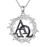 ZPMMPZ Alpha Omega Necklace 925 Sterling Silver Alpha and Omega Pendant Necklaces Christian Symbols Jewelry Pendant Thorn Necklace Religious Jewelry Gifts for Women Men(Alpha Omega)