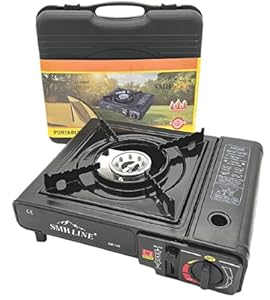 SMHLINE® Campingkocher Gaskocher Set excl. Gaskartuschen 227g Butan Gas Camping Herd Outdoor Tischgrill 1 flammig Piezozündung Tragekoffer