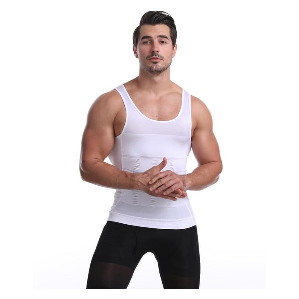 GenericWester Address Men's Compression Shirt Slimming Sleeve Less Baselayer Body Shaper Workout T-Shirt Cool Dry Shapewear Undershirt