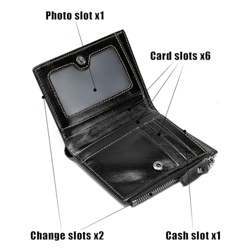 Card Holder Men's Leather Wallet Large Capacity Multi Card Holder Large Fold Fashion Business Pocket Retro for Men Boys Coin Purse (Black)4