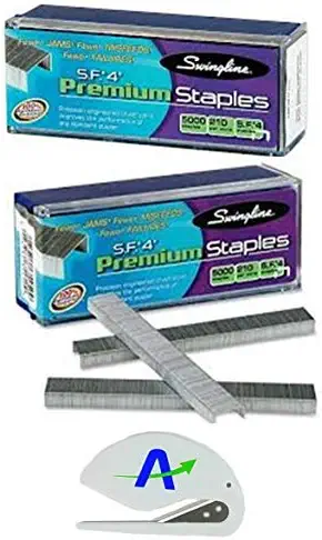 Grapas, SF. 4, Premium, 1/4" de largo, 210/tira, 5000/caja, paquete de 2 cajas = 10,000 grapas (35450)