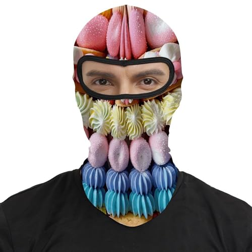 Balaclava para hombres y mujeres con estampado de caramelos y malvaviscos, máscara térmica, protección contra el frío, para motocicleta y esquí miniatura 2
