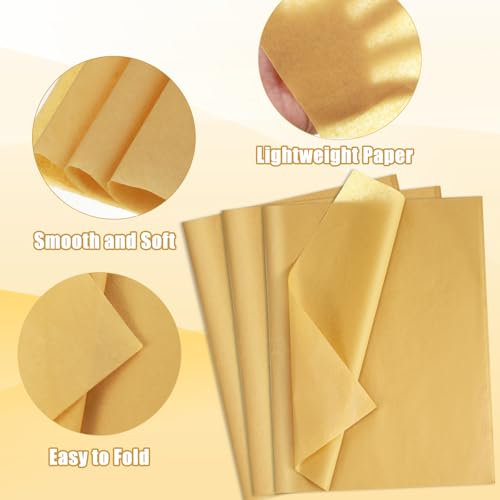Image of woric 160 Sheets Gold Tissue Paper for Gift Bags 20 X 14 Inches Gift Tissue Paper Bulk for Crafts Weddings Birthday Party Decorations and Wine Bottle Wrapping