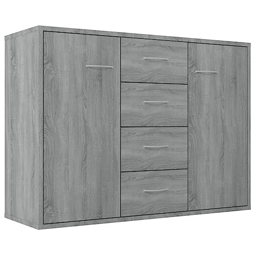 vidaXL Buffet Armoire Latérale Armoire de Rangement Meuble de Salon Salle de Séjour Intérieur Sonoma Gris 88x30x65 cm Bois d'Ingénierie