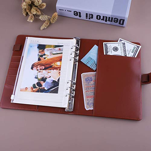 Antner A5 Pu Leather Binder (Brown) Bundle | 12Pcs A5 Size Binder Pockets Multicolor Zipper #TOP3
