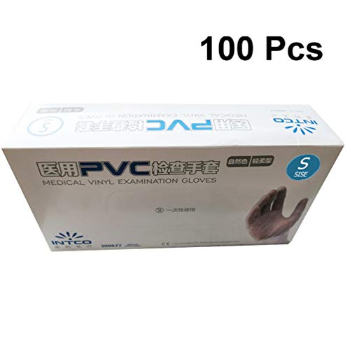 Preisvergleich Produktbild Artibetter 100 Stück Einweg-Handschuhe, medizinische Untersuchungshandschuhe, transparent, aus PVC, für Laboratorien in der Küche (M), weiß, T754YO0IBCZ325H17AQ