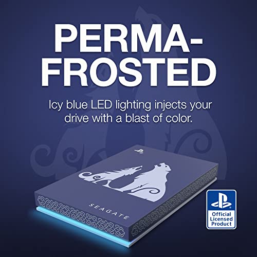 Image of Seagate God of War Ragnarok Limited Edition Game Drive 2TB External Hard Drive - USB 3.0, ICY Blue LED Lighting, Officially-Licensed for Playstation Consoles (STLV2000100)