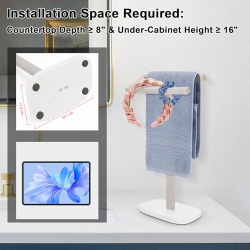 Livabber Standing Hand Towel Holder, 304 Stainless Steel Hand Towel Rack Stand with Heavy Marble Base, Bath Accessories, Towel Ring for Bathroom Kitchen Countertop, 14 Inch (Brushed Nickel) by Livabber - Image 6