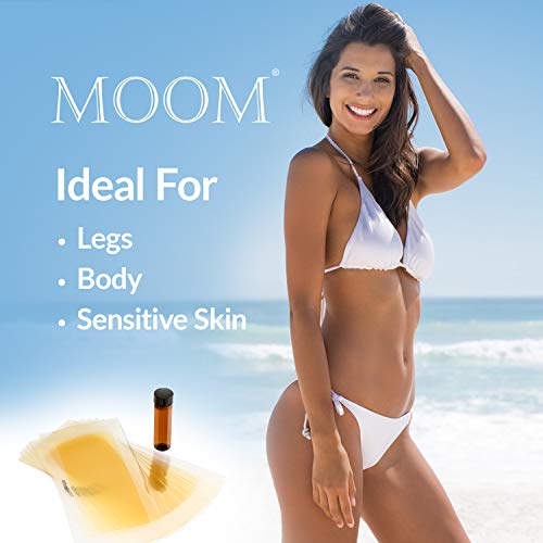 Moom Waxing Strips With Natural Hair Removal Wax With Chamomile & Lavender With Finishing Oil With Cucumber & Jojoba – Perfect For Legs & Body (10 Pre-Waxed Strips, Double-Sided - 20 Count) 5 Pack #TOP6