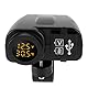 USB-Ladegerät mit LED-Anzeige,Motorrad-Ladegerät, Dual USB Voltmeter Ladegerät Multifunktionstemperaturmesser mit wasserdichter Abdeckung für Marine, Boot, Motorrad, LKW, Golfwagen