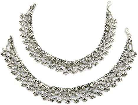 IndiaStop Boho Anklets Barefoot Sandals - Ankle Bracelet Jewelry Pair - Handmade Fine Soldered - Retoro Vintage Ethnic Gypsy Hippie Tribal Bohemian Festival Fashion Womens Novelty Accessories - Gift