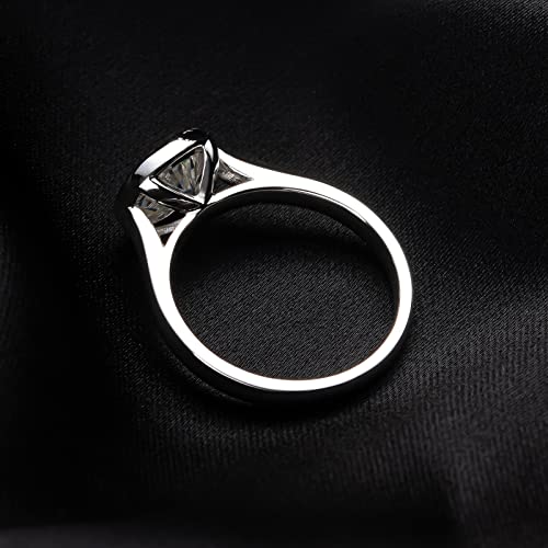 Raivari Moissanite Engagement Rings,2 Ct Bezel Setting Round Lab Created Diamond Solitaire Promise Rings In 14K White Gold Plated Sterling Silver, Anniversary Rings For Women8 #TOP2