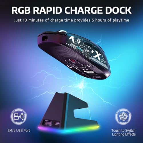 Image of ATTACK SHARK X6 Wireless Gaming Mouse with Magnetic RGB Charging Base,Black