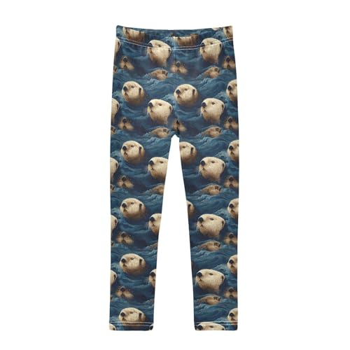Girls Leggings Ocean Sea Otters Wave Soft Toddler Leggings for Girls Kids Pants Size 4T-10T