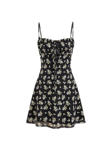 CIDER Floral Dress for Women Summer Mini Dress Sundresses Sleeveless Scoop Neck Sun Dresses A-Line Vacation Outfits