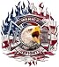 American Firefighter Flaming Maltese Cross Flag Decal with Eagle - 2" h - REFLECTIVE
