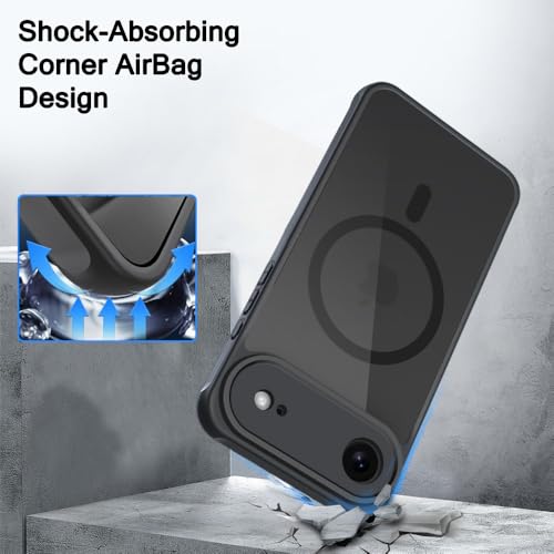 Image of TheGiftKart for iPhone 17 Air Case, Matte Frosted Hard Back Cover Compatible with MagSafe, Hybrid Shockproof iPhone 17 Air Cover with Camera & Screen Protection (PC & TPU, Translucent Black)