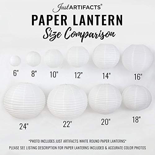Just Artifacts Decorative Round Chinese Paper Lanterns 12Pcs Assorted Sizes (Color: White) #TOP7