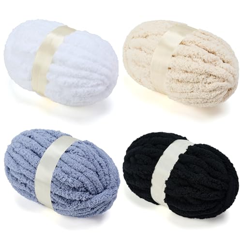 ERLYEEN Chenille Chunky Yarn Soft Thick Fluffy Jumbo Yarn for Arm Knit Blanket by ERLYEEN - Used condition - US$24.58