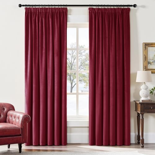 EMEMA Rideaux à Cordon Semi-Occultants Isolants en Velours 2 pièces 140 * 225 cm Rideaux Modernes pour Salon et Chambre à Coucher Rideau épais en Satin...