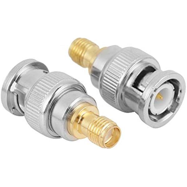 Rengue 2 szt. BNC Męski na SMA żeński Adapter RF Wtyczka SMA Gniazdo Pozłacany rdzeń Miedziany Szeroka częstotliwość 0-6Ghz do Podłączenia Anteny