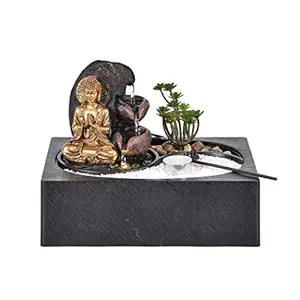 Impression Polyresin Sand Buddha Fountain 29X22Cm in Gold Colour