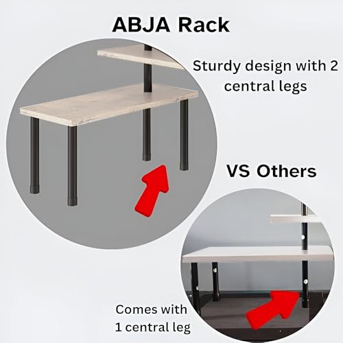 Image of ABJA Stylish Wooden Rack for Kitchen Storage, Corner Shelf for Kitchen Organizer, 3 Tier Spice, Oil Stand, Tabletop Adjustable Rack for Makeup, Office (Classic Beige, 3 Tier Corner)