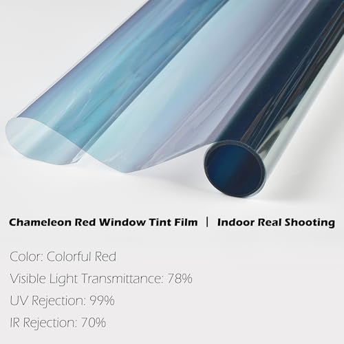 Image of Chameleon Purple Red Car Front Window Tint 78% VLT Car Window Tint Color Change Effect Vehicle Windshield Solar Protection Film, 59.84 inch x 1181.10 inch