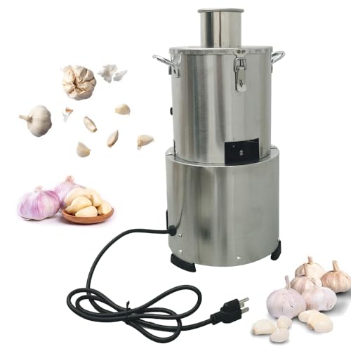 INTBUYING Whole Dry Garlic Peeler Machine, Automatic Electric Stainless Steel Garlic Peeling Machine Whole Garlic Separator with Pure Copper Core Motor for Canteen Restaurants 110V
