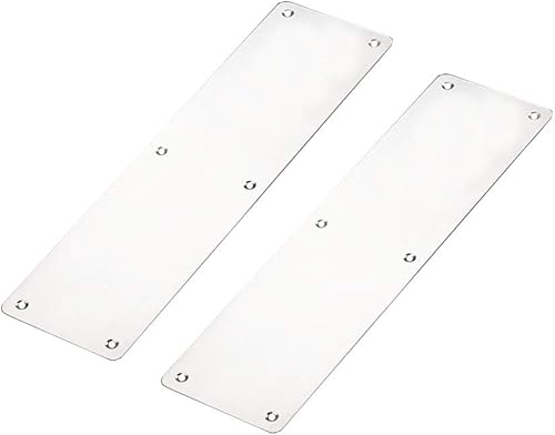Placa de empuje para puerta, paquete de 2 placas de dedo para puerta cortafuegos/placa de empuje de 11.811 x 3.150 in, acero inoxidable cepillado,