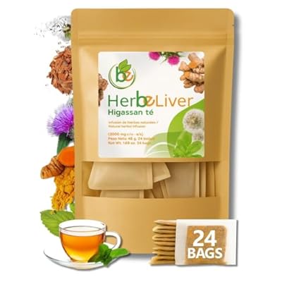 Cardo mariano, curcuma, diente de leon, boldo & cuachalalate TE (Milk thistle, turmeric, dandelion, boldo & cuachalalate) 24 Tea Bags, 100% natural herbal infusion, vegan, higassan te| HerbeLiver support
