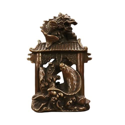 LMCABCDE Brass Sculpture Carp Jumping Over The Dragon Gate Statue Sculpture for Home Desk Desk Decoration Which Means Good Luck When Promotion And Study