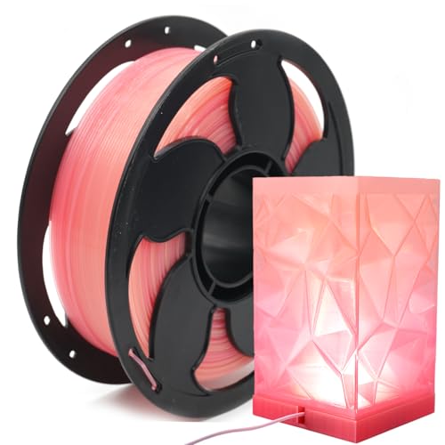 Image of Translucent Rainbow Peach Pink Glitter PLA 1.75mm 1kg 3D Printer Filament | Transparent finish Glitter sparkle Gradient Yellow Pink Smooth transition Color Change 1kg spool 2.2lbs for Bambu Ender