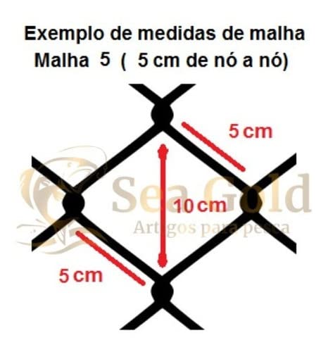 Rede De Pesca Malha 5 (5 Cm Entre Nós) Fio 035 40 Metros