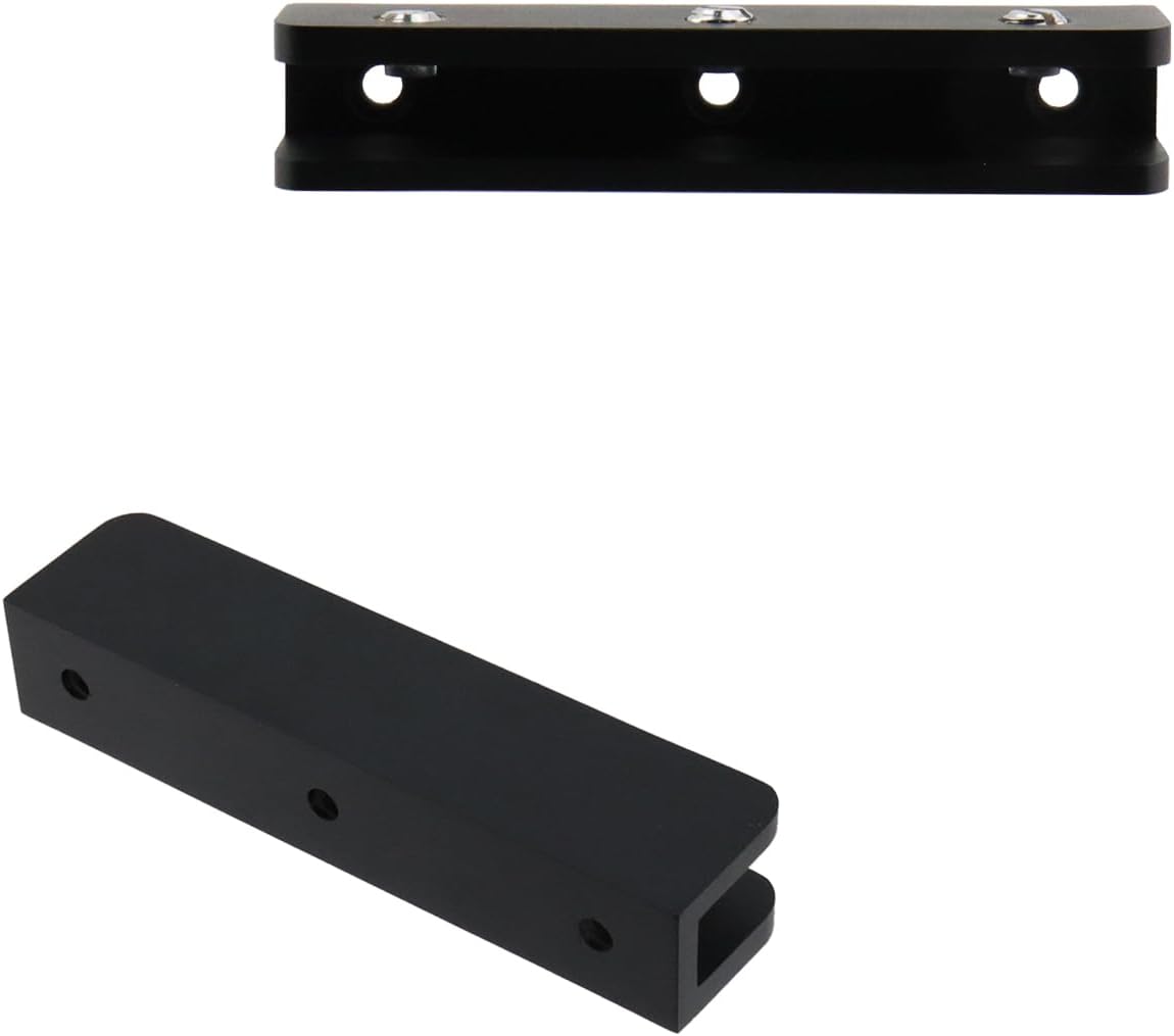 KUMGROT 3.94" Inch Shelf Square Clips, Black Pure Copper U Bracket Brass, Adjustable Support Brackets for Clamping 0.32"-0.39"(8-10mm) Glass Coffee Tables And Bathroom Doors, 4 Pcs